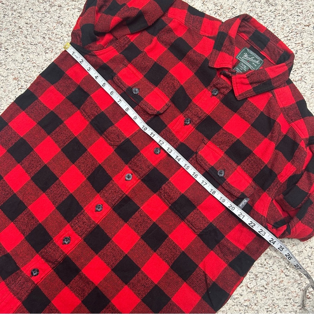 Woolrich Oxbow Bend Flannel Shirt Buffalo Plaid Button Up Heavy Large Long Red - Picture 4 of 7